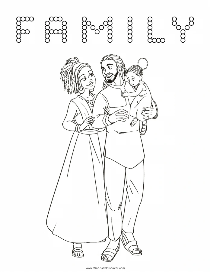 Family coloring and tracing activity