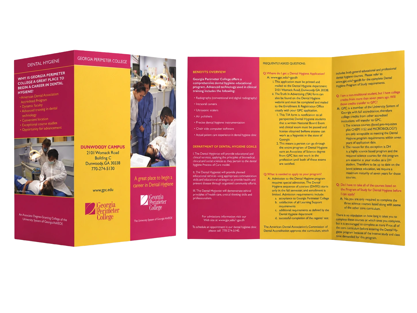 Georgia Perimeter College Dental Hygiene brochure design